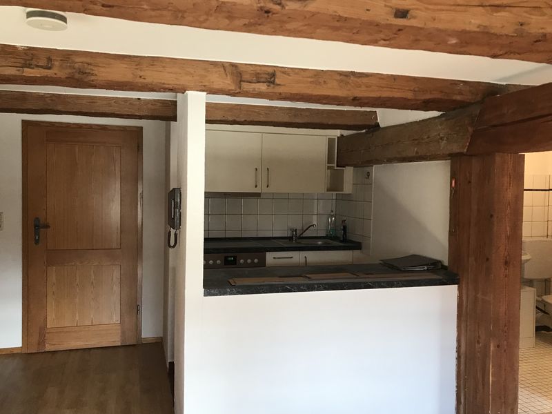 Gepflegte 1 Zimmerwohnung mit neuwertiger Einbauküche in denkmalgeschütztem Schwarzwaldhaus